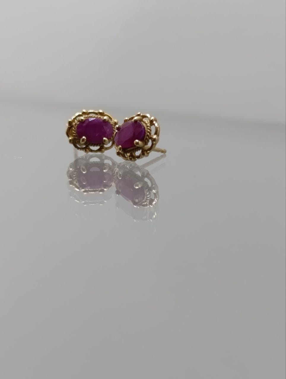 Striking 9ct Gold Ruby & Diamond Stud Earrings - Gift Boxed