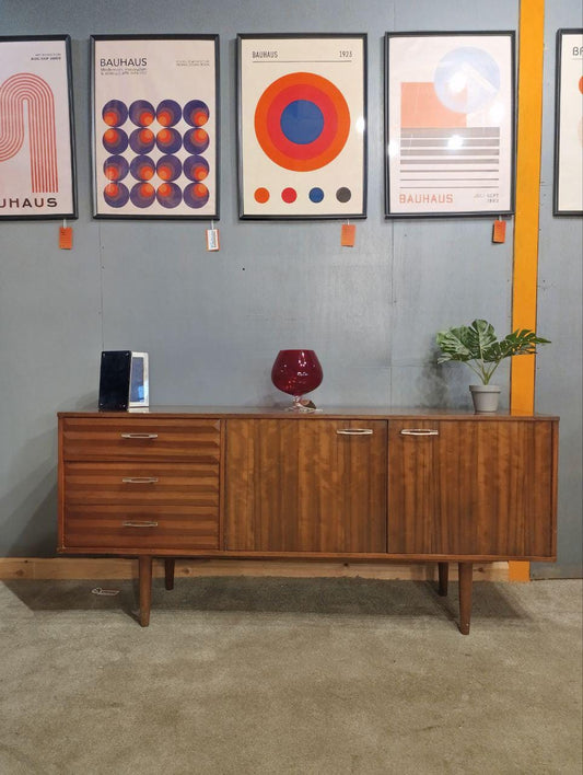1960s Quality Rosewood & Teak Sideboard - Unique Ribbed Drawers