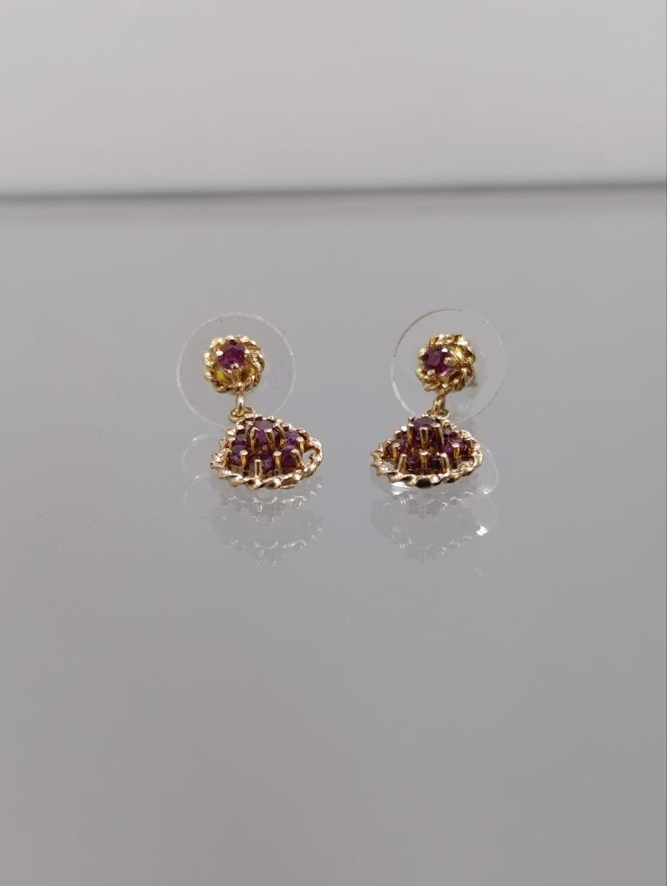9ct Gold & Garnet Drop Earrings - Elegant Oval Design