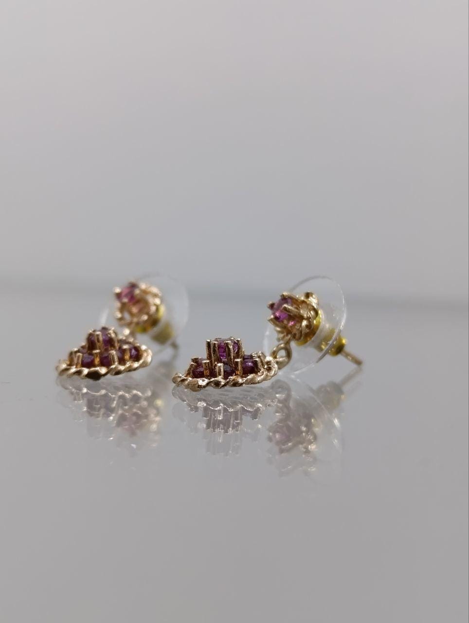 9ct Gold & Garnet Drop Earrings - Elegant Oval Design