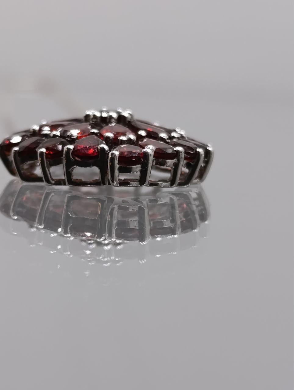 Handcrafted Sterling Silver Garnet Sunflower Pendant Necklace