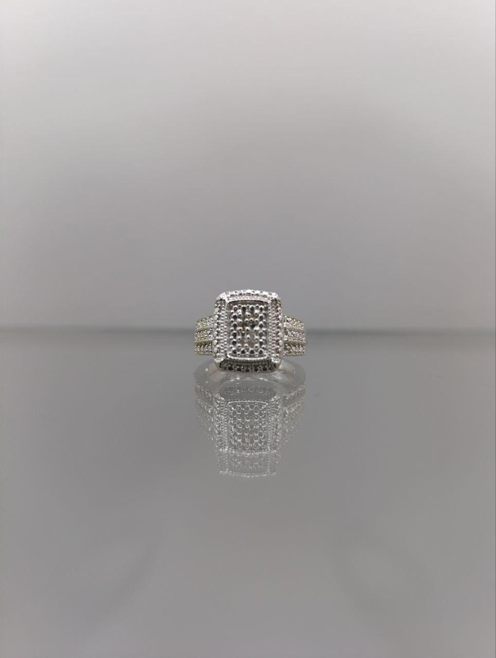 Art Deco Style Sterling Silver Pave Ring - Size K