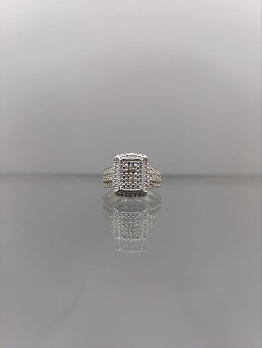 Art Deco Style Sterling Silver Pave Ring - Size K