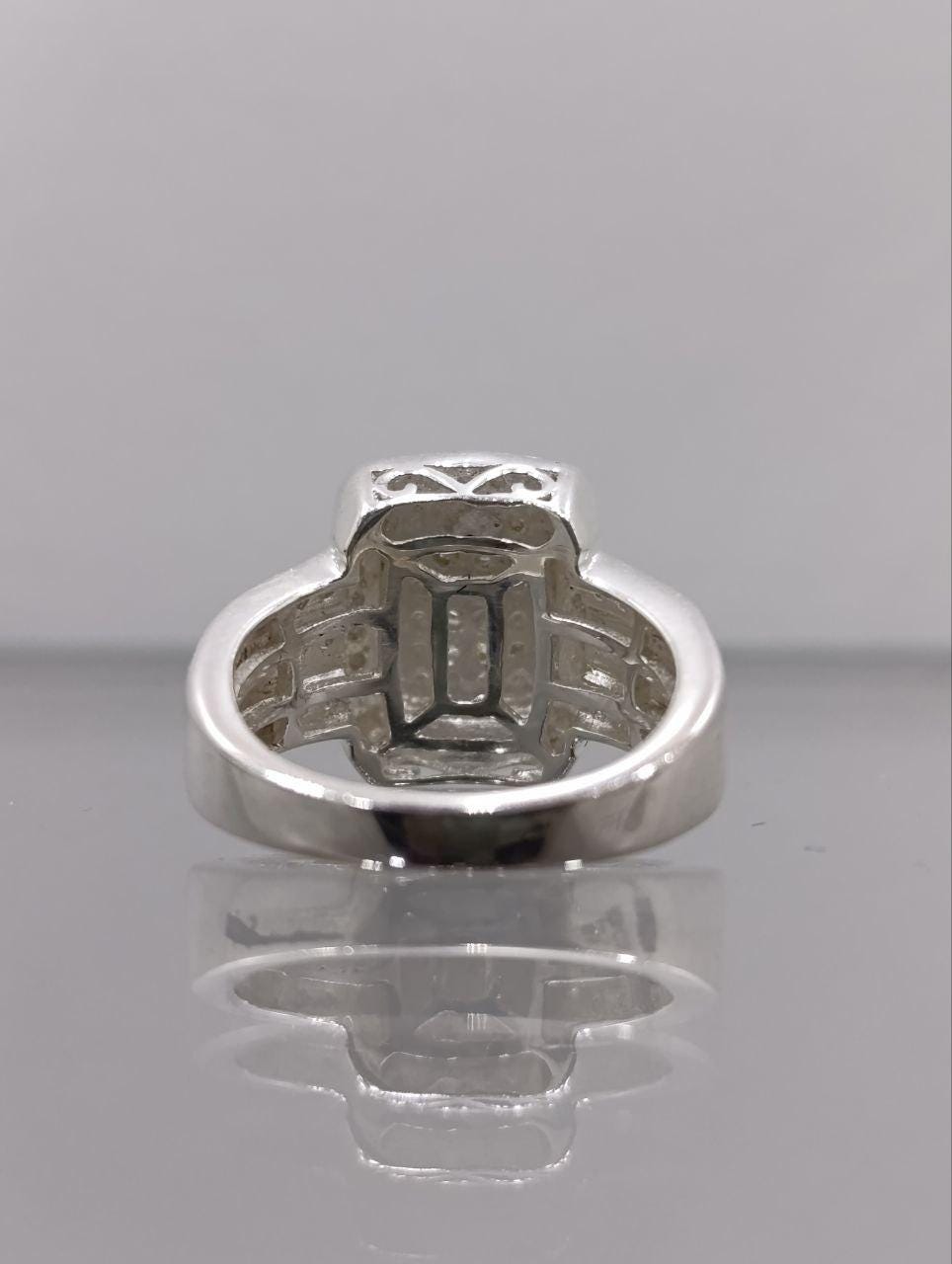 Art Deco Style Sterling Silver Pave Ring - Size K