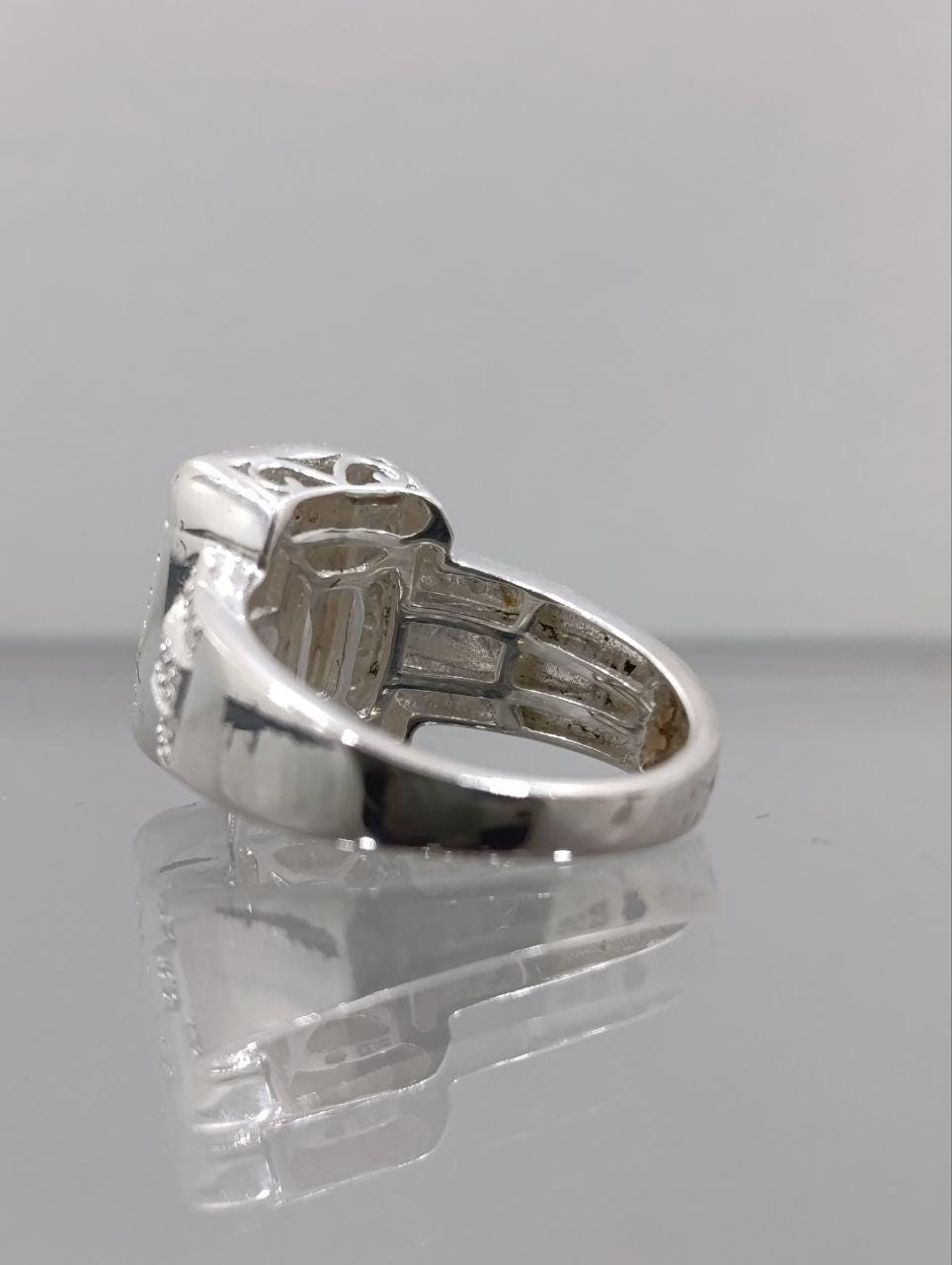 Art Deco Style Sterling Silver Pave Ring - Size K