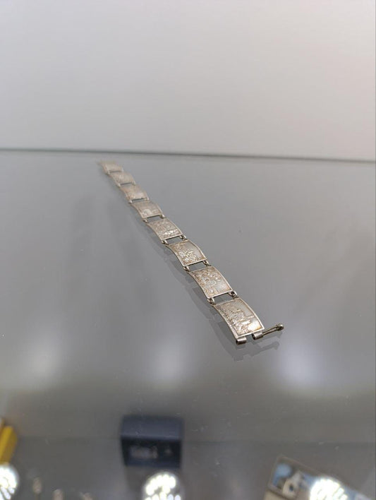 Vintage Sterling Silver Jerusalem Panel Bracelet