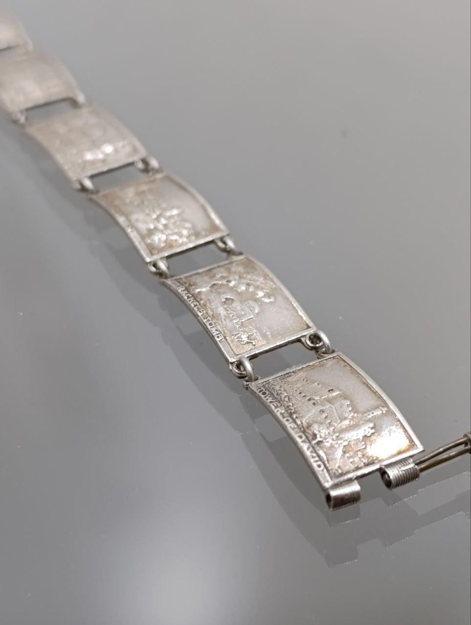 Vintage Sterling Silver Jerusalem Panel Bracelet
