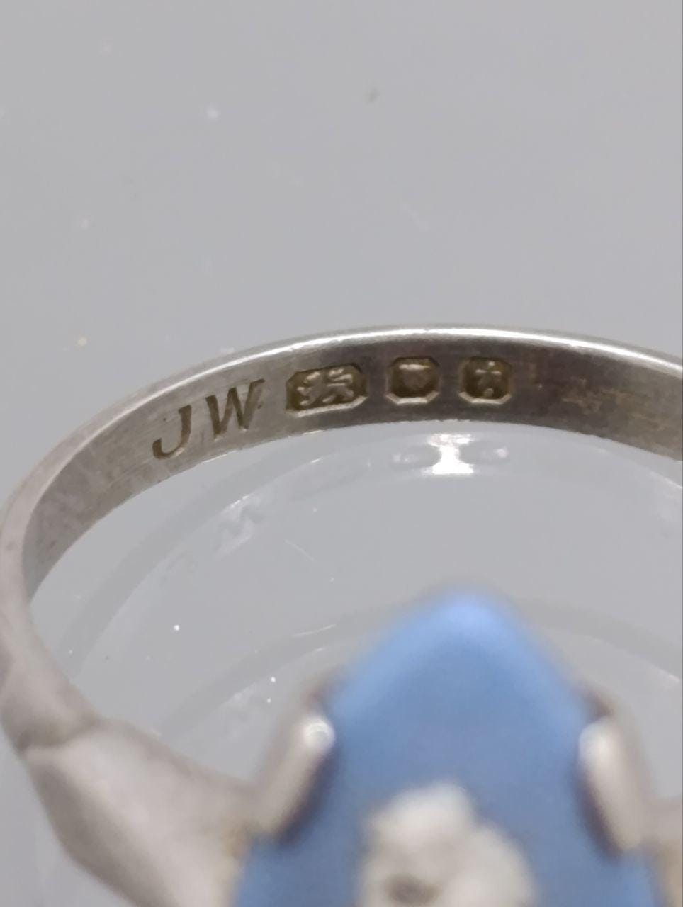Vintage Wedgwood Jasperware Cameo Ring - Sterling Silver - Size M
