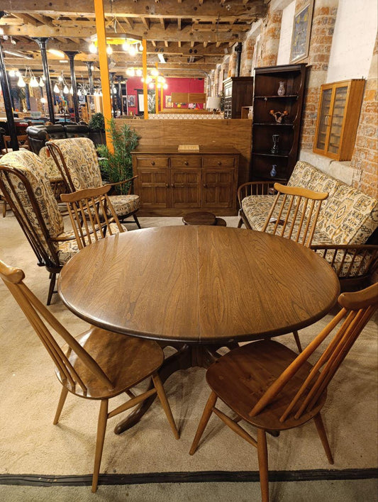 Vintage Ercol Chester Extending Pedestal Dining Table - Golden Dawn