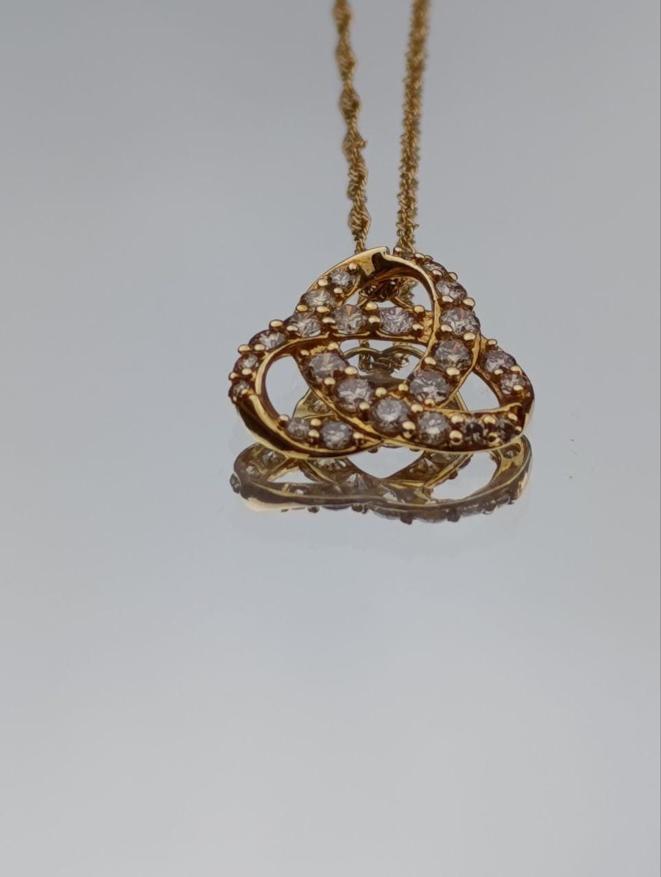 18ct Gold Diamond Knot Pendant Necklace - 1ct Sparkle