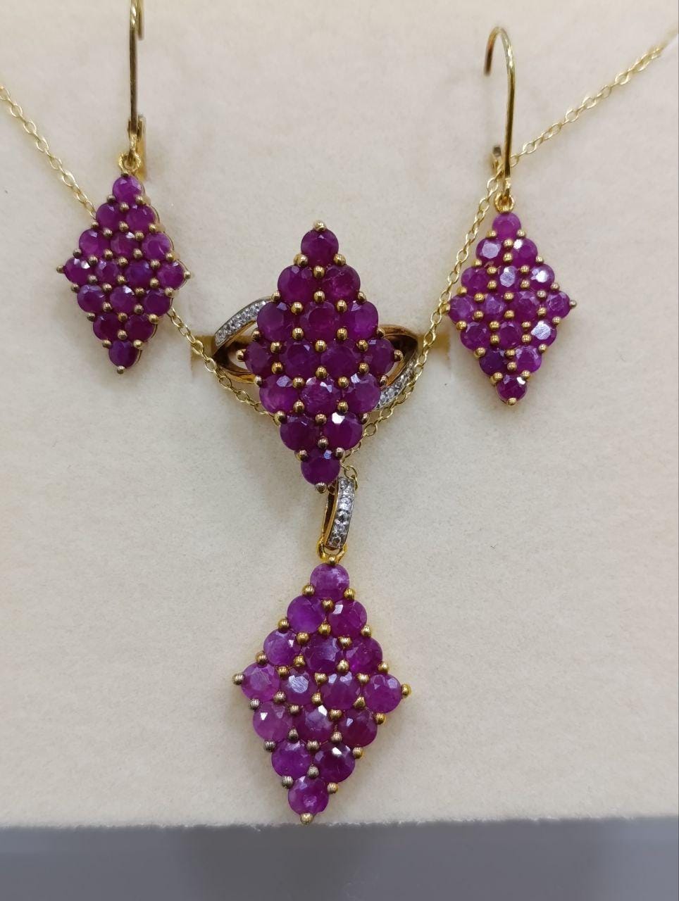 Vintage Jacmel Silver Dress Jewellery Set - Gold Plated - 64 Stones