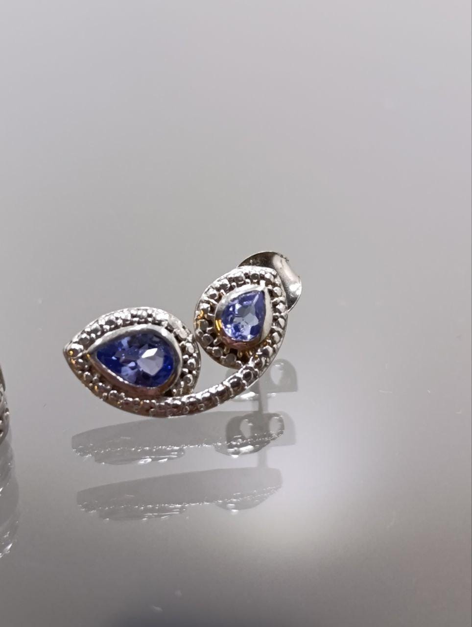 Modern Silver Jewellery Set with Swarovski Crystals (sapphire blue)