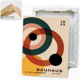 Mid-Century Modern Geometric Abstract Canvas Wall Art - Set of 3