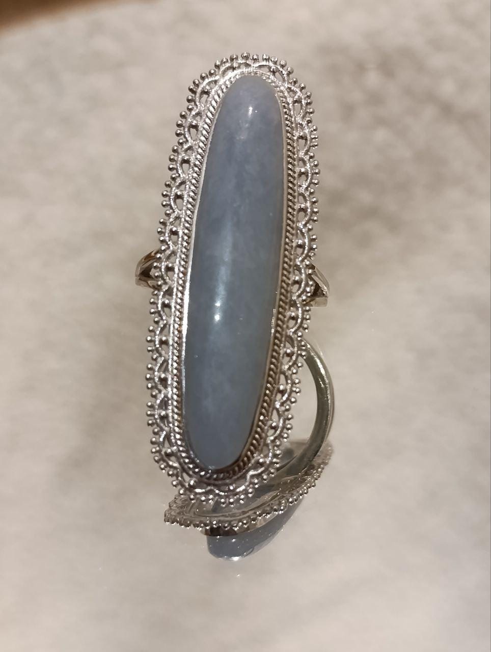 Sterling Silver Angelite Ring - 19.26ct - Mexico