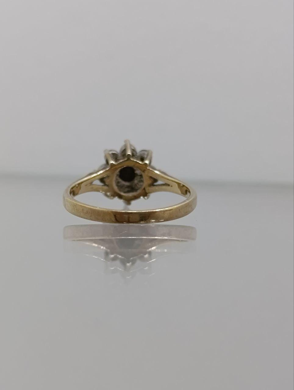 Vintage 9ct Gold Sapphire & Diamond Cluster Ring - Size L