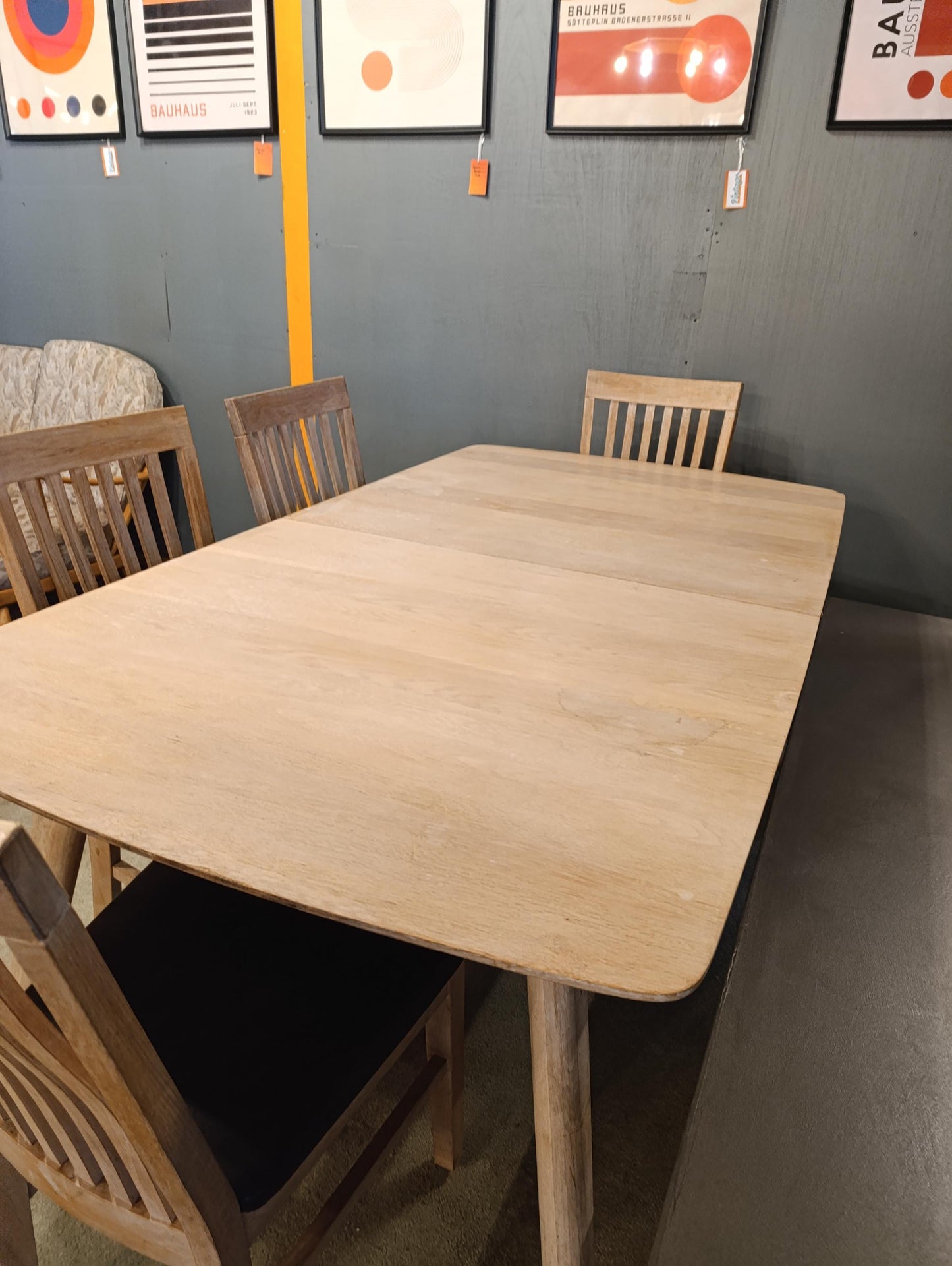 Striking Natural Beechwood Dining Table and Chairs - Restored Condition