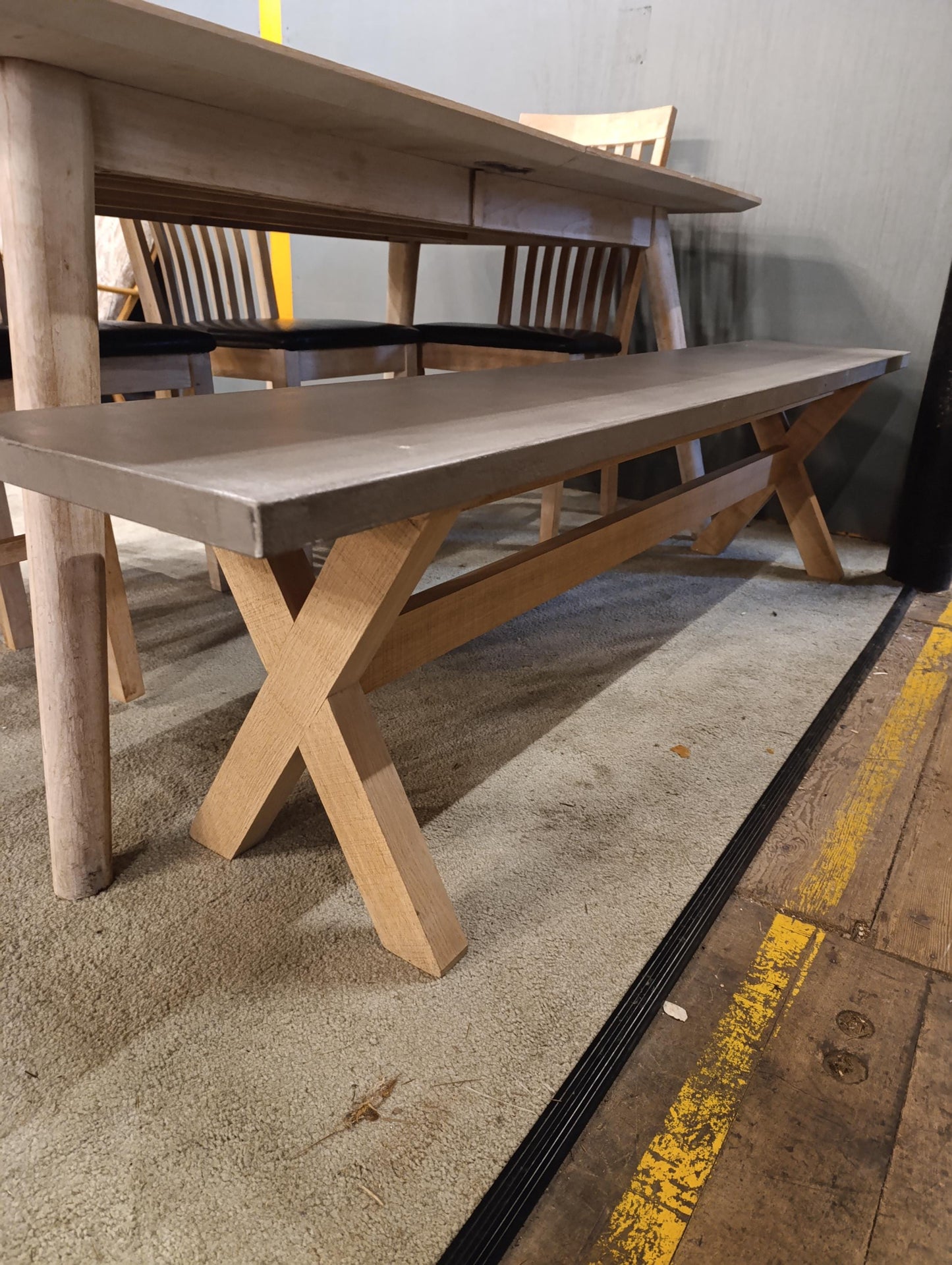 Striking Natural Beechwood Dining Table and Chairs - Restored Condition