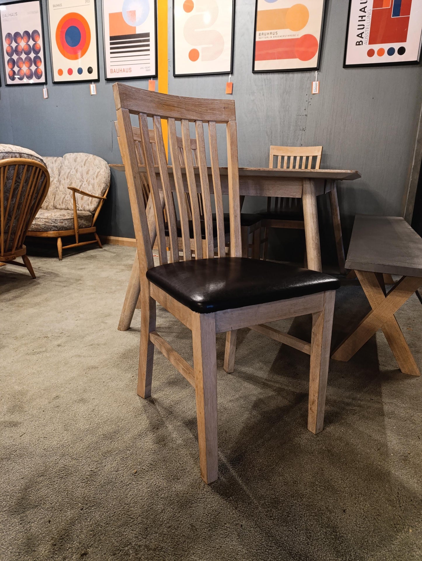 Striking Natural Beechwood Dining Table and Chairs - Restored Condition