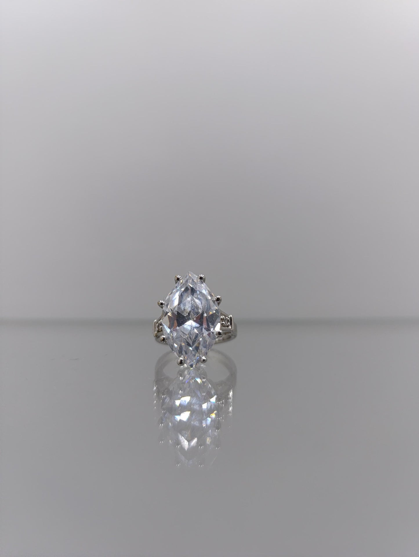 Vintage Sterling Silver CZ Ring - Size K