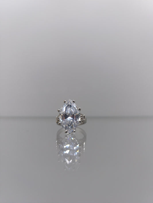 Vintage Sterling Silver CZ Ring - Size K