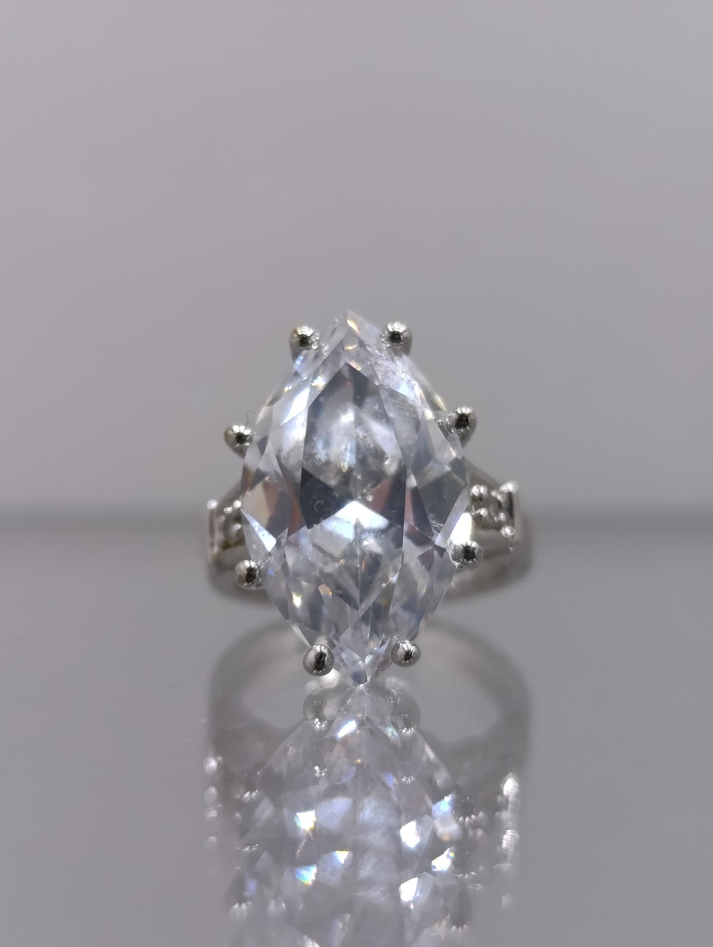 Vintage Sterling Silver CZ Ring - Size K