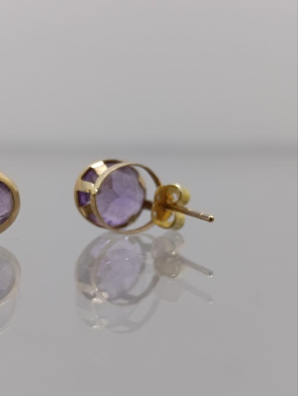 Beautiful 9ct Gold Amethyst & Diamond Drop Earrings