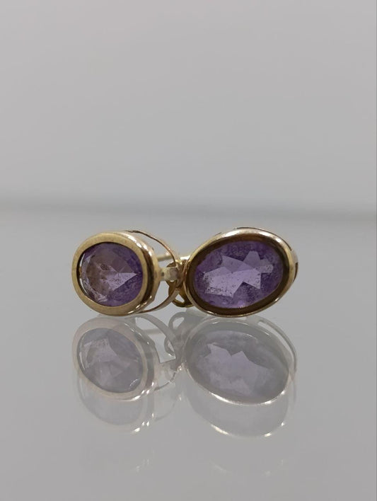 Beautiful 9ct Gold Amethyst & Diamond Drop Earrings