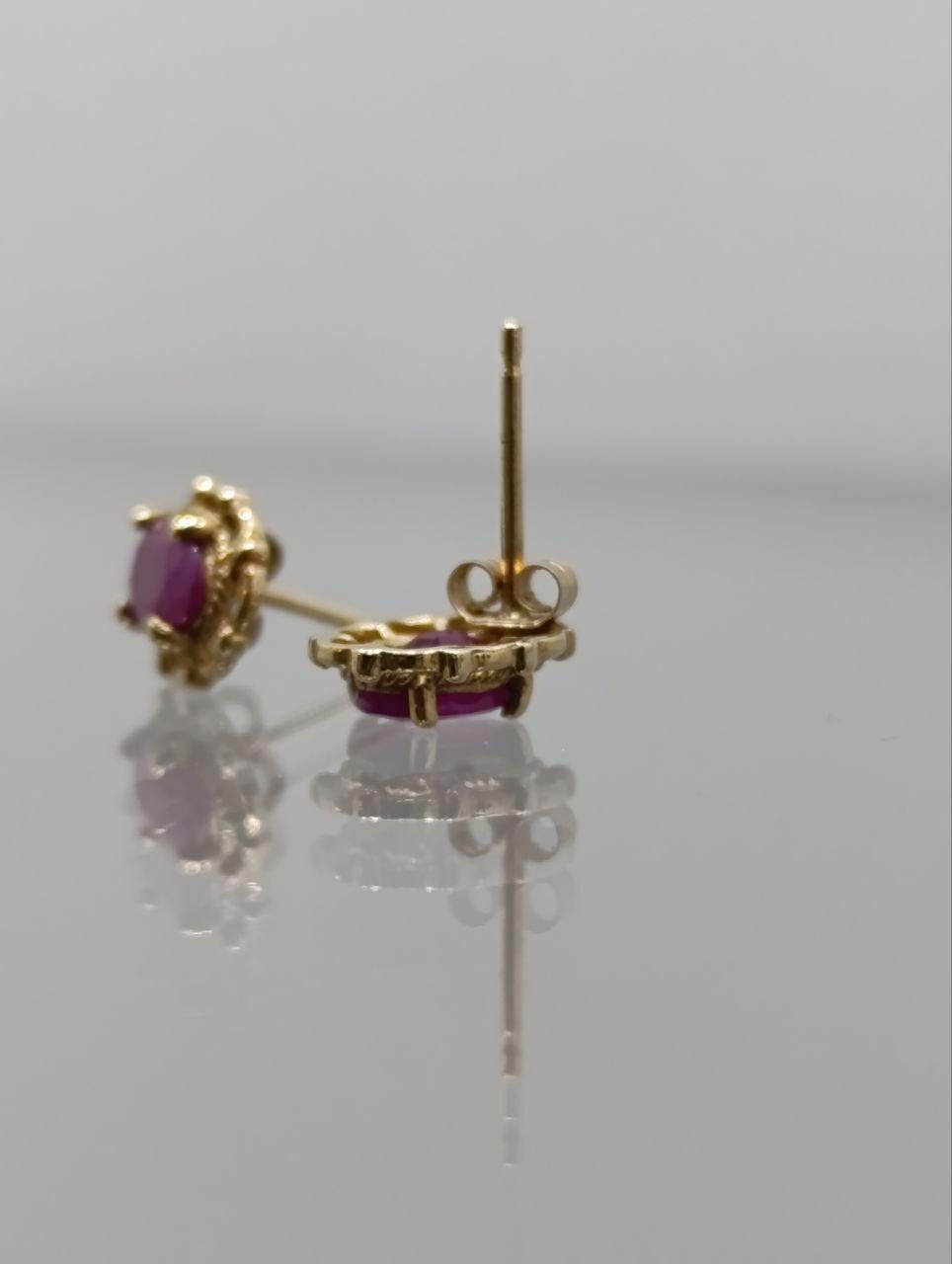 Striking 9ct Gold Ruby & Diamond Stud Earrings - Gift Boxed