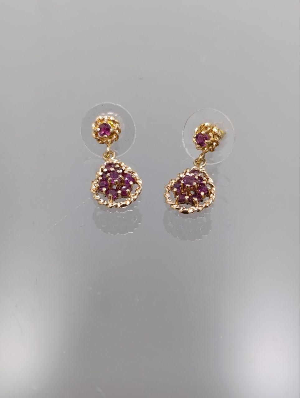 9ct Gold & Garnet Drop Earrings - Elegant Oval Design