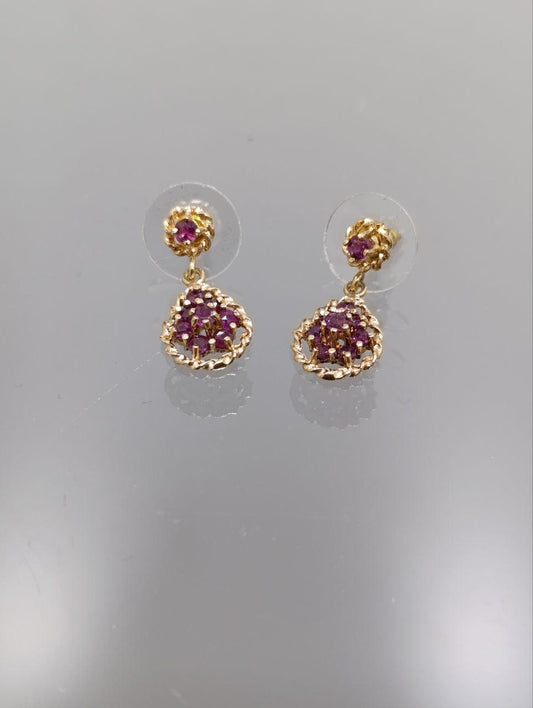 9ct Gold & Garnet Drop Earrings - Elegant Oval Design