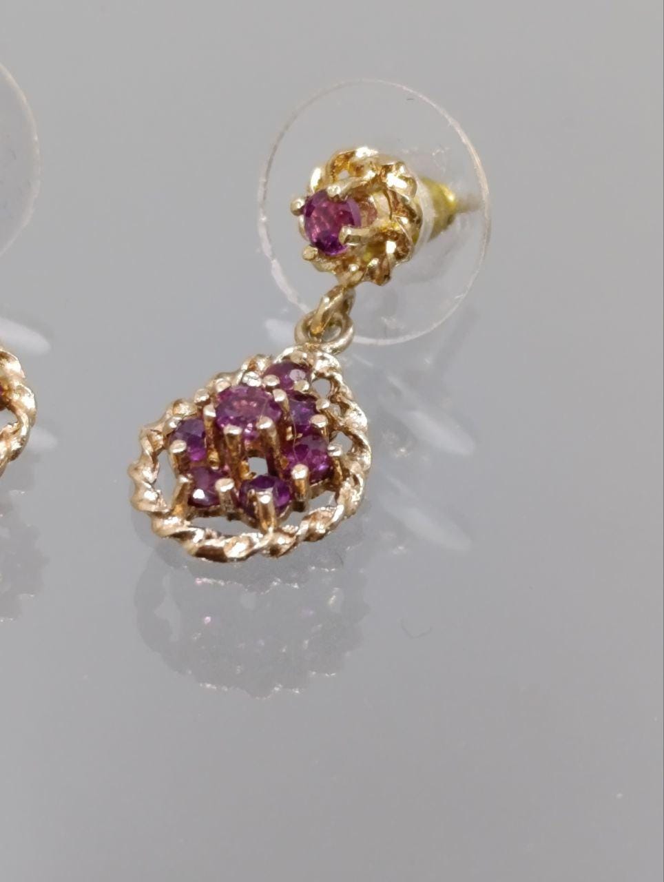 9ct Gold & Garnet Drop Earrings - Elegant Oval Design