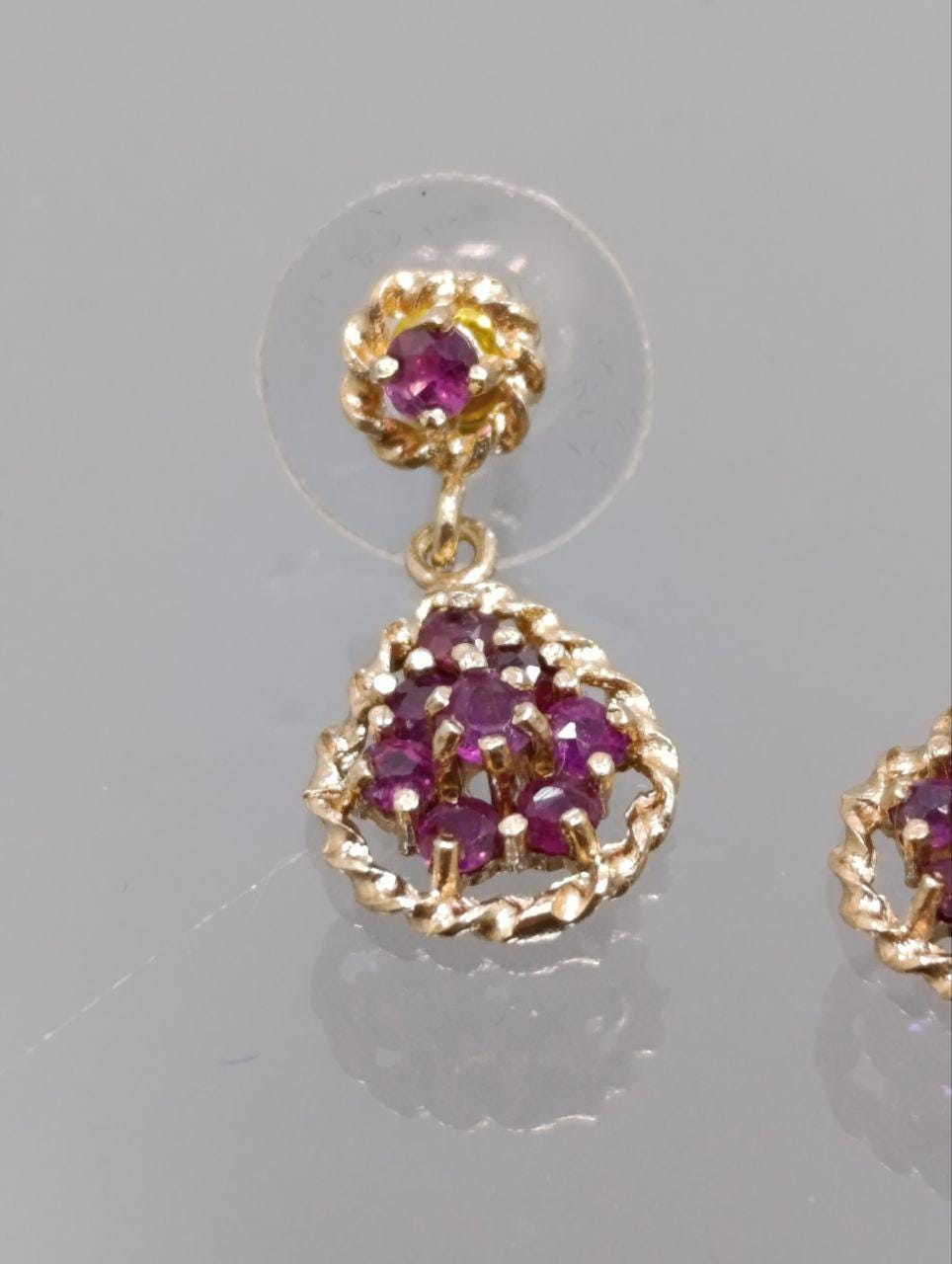 9ct Gold & Garnet Drop Earrings - Elegant Oval Design