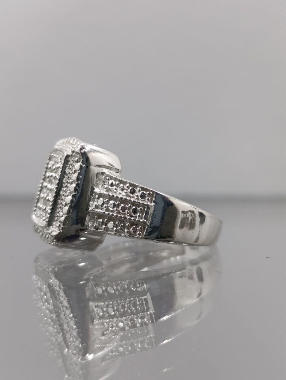Art Deco Style Sterling Silver Pave Ring - Size K