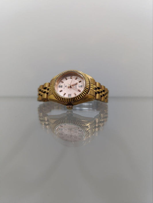 Sekonda Ladies' Rose Gold Plated Diamond Set Bracelet Watch
