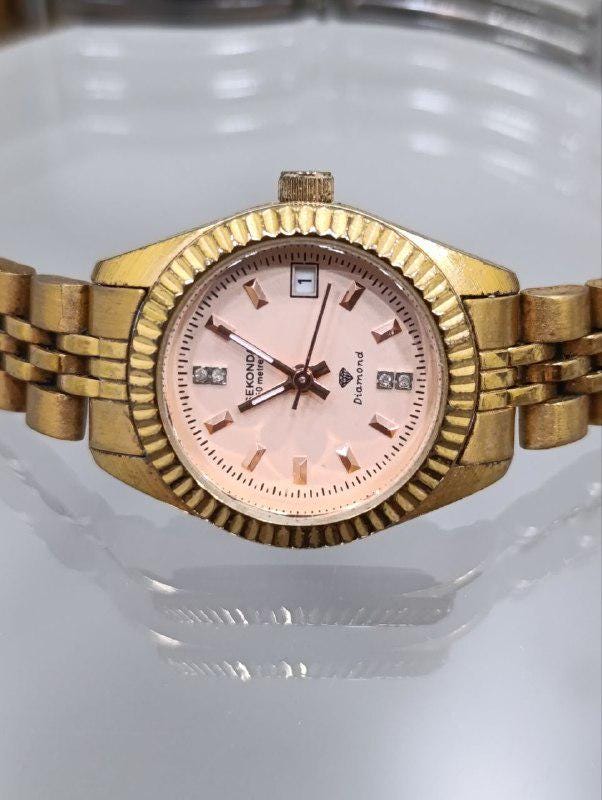 Sekonda Ladies' Rose Gold Plated Diamond Set Bracelet Watch