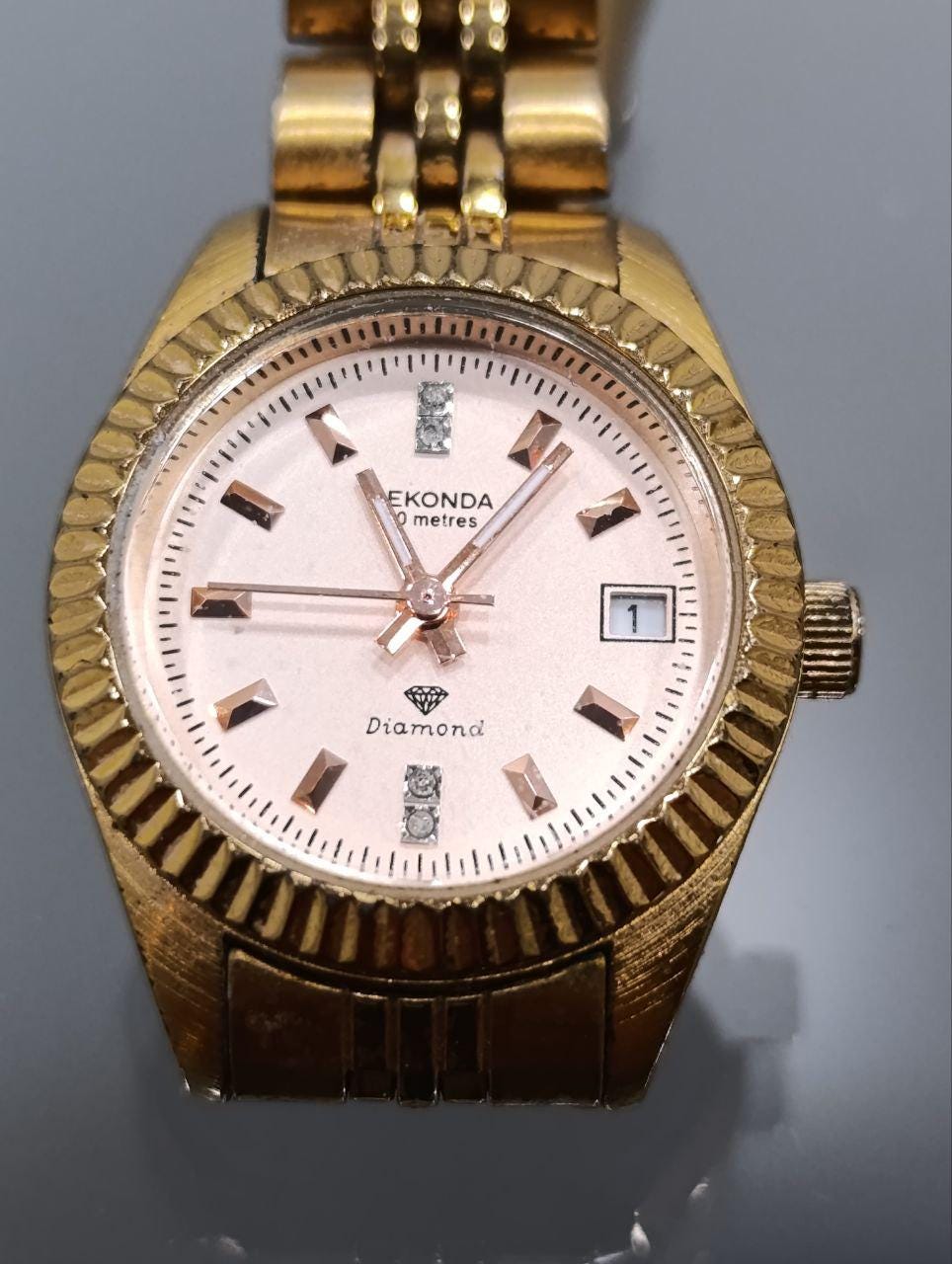 Sekonda Ladies' Rose Gold Plated Diamond Set Bracelet Watch