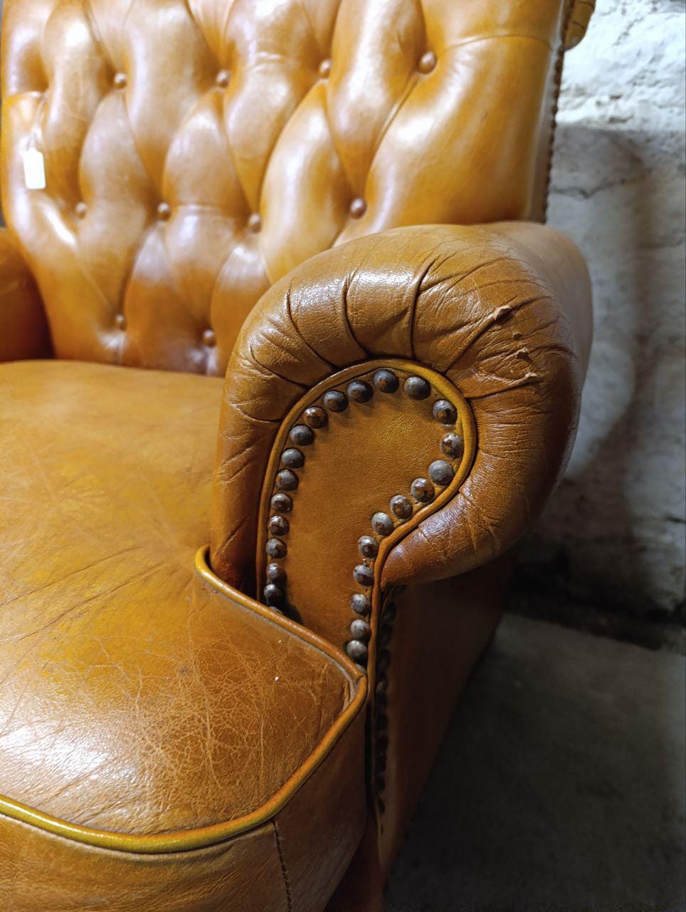 Vintage Chesterfield Wingback Chair - Elegant Low-Back Victorian Design