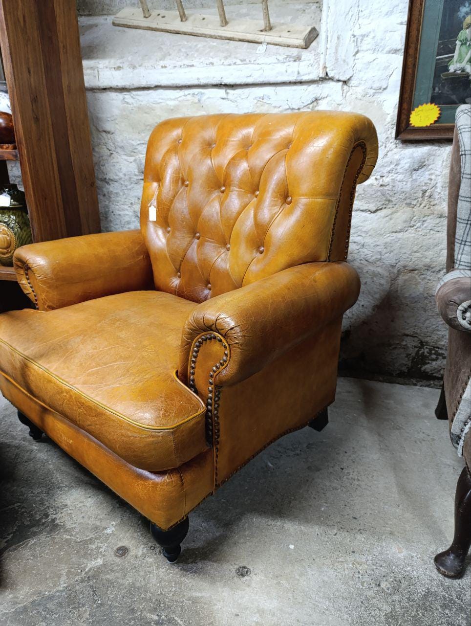 Vintage Chesterfield Wingback Chair - Elegant Low-Back Victorian Design