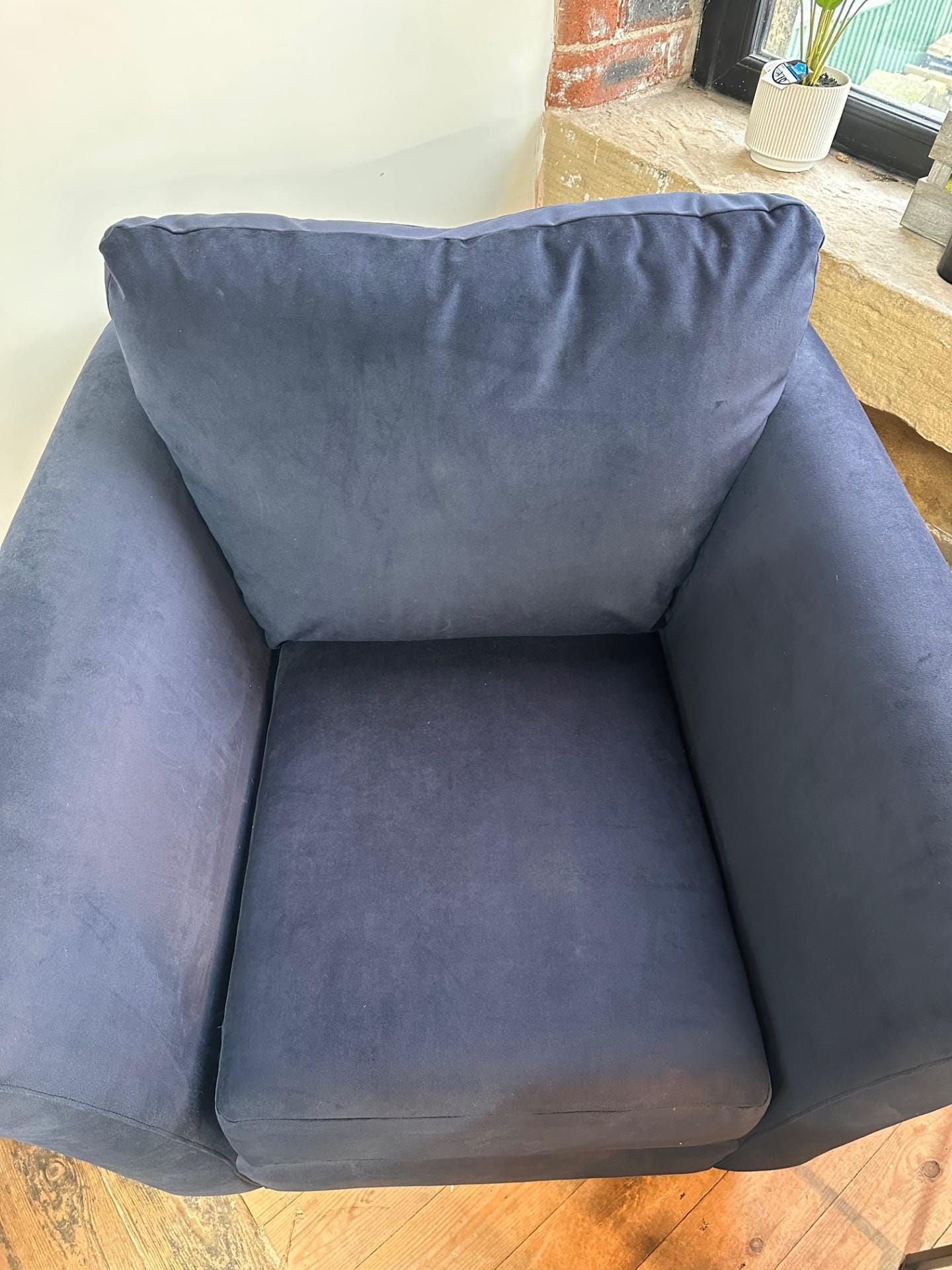 Dark Blue Velvet Wingback Armchair - Contemporary & Chic