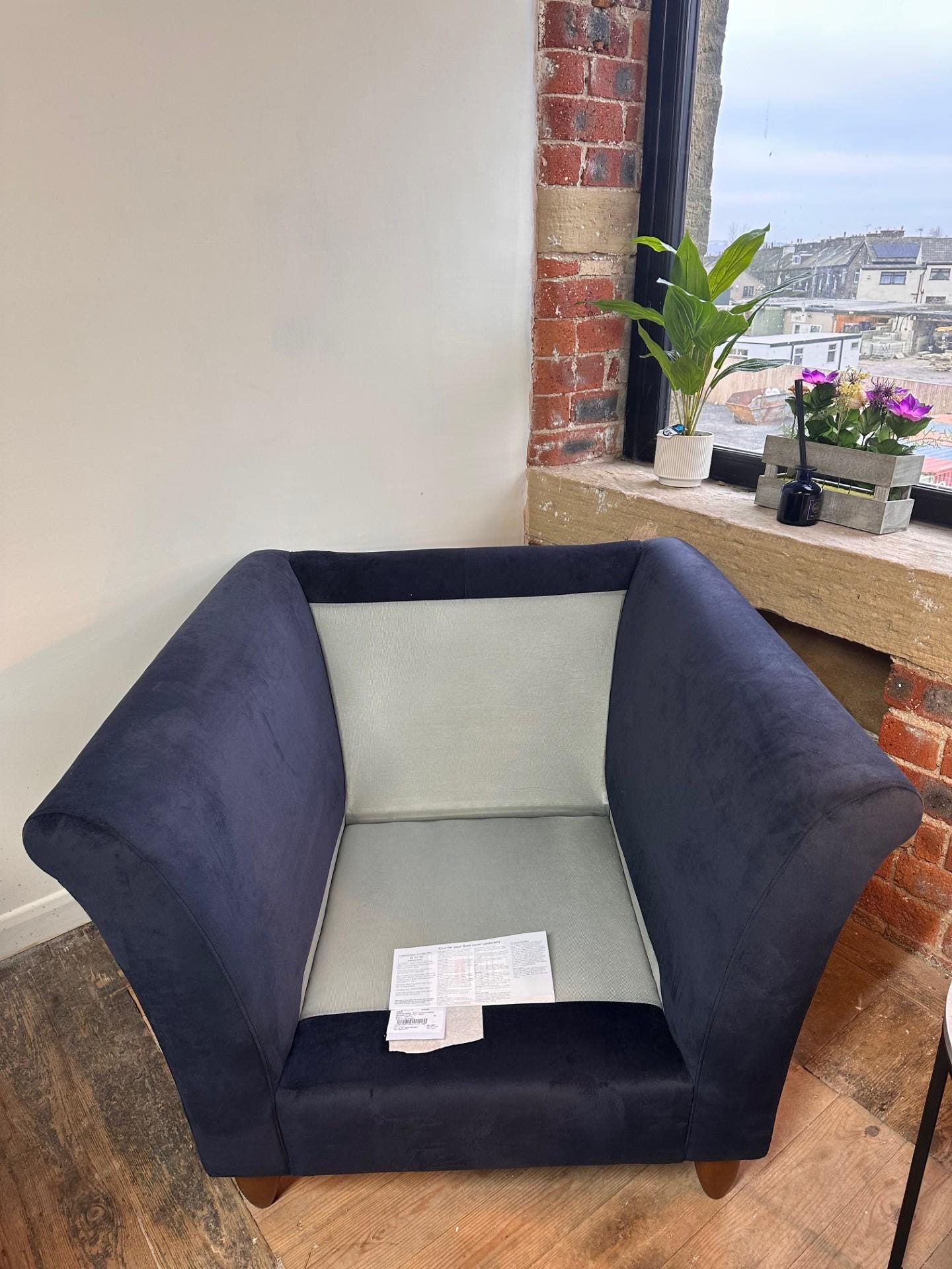 Dark Blue Velvet Wingback Armchair - Contemporary & Chic