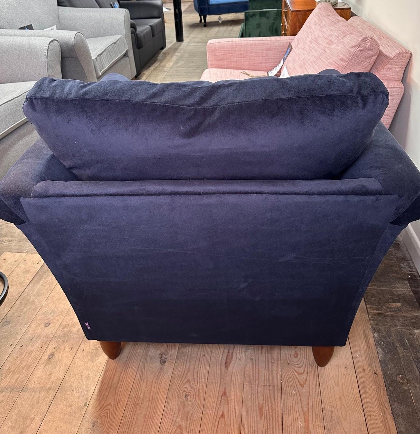 Dark Blue Velvet Wingback Armchair - Contemporary & Chic