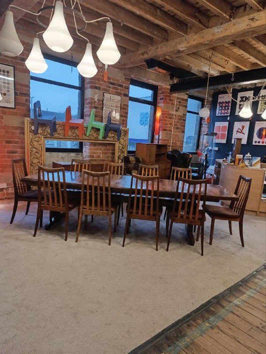 Spectacular Danish Rosewood And Walnut Burl Dining Table & 10 G Plan Chairs