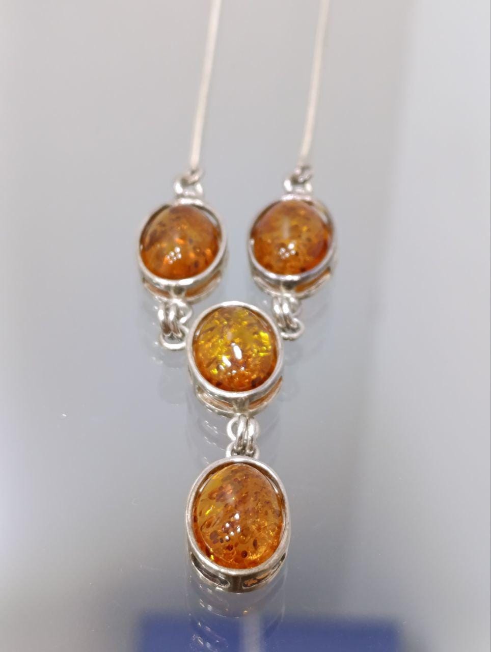 Zimmermann Sterling Silver & Amber Necklace - 4 Gemstones
