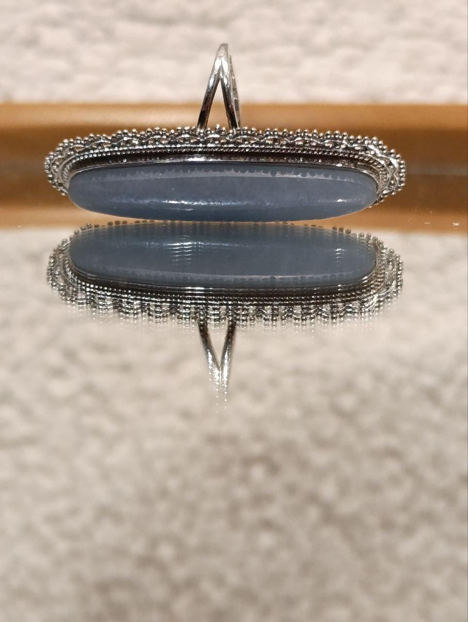 Sterling Silver Angelite Ring - 19.26ct - Mexico