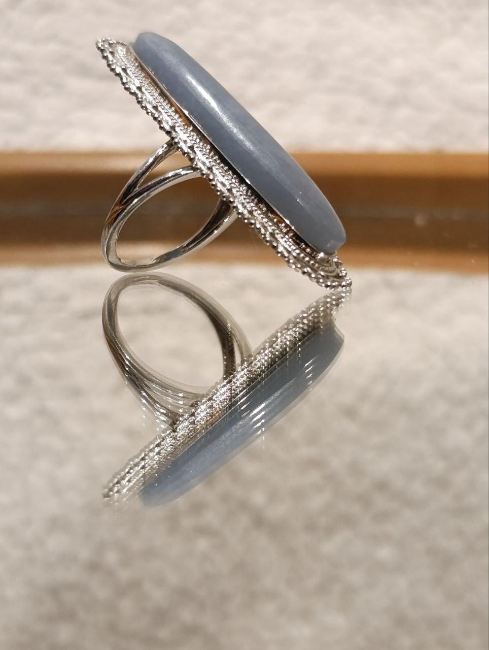 Sterling Silver Angelite Ring - 19.26ct - Mexico