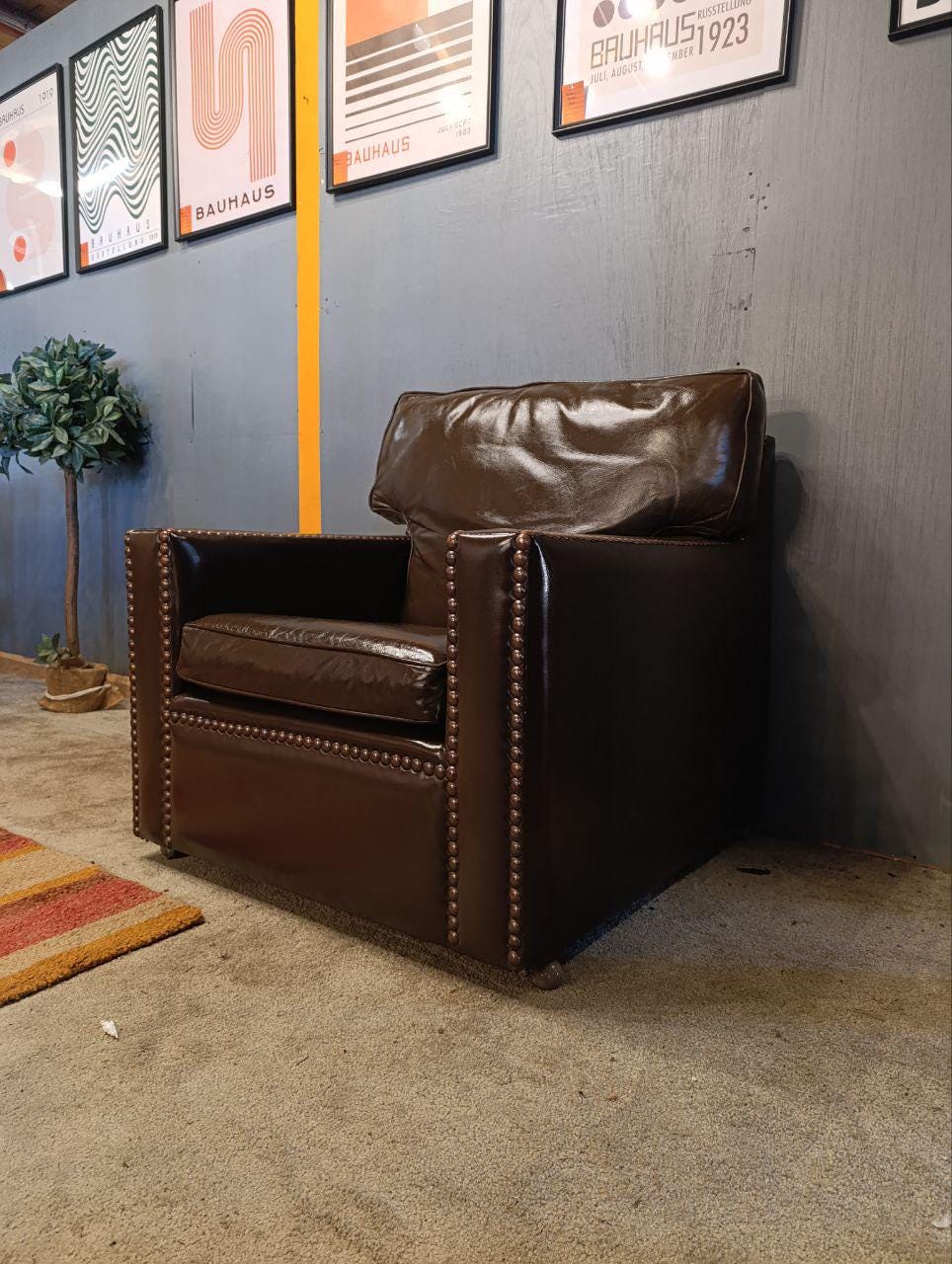 Vintage Restored Leather Armchair - Handmade in Chelsea Bordeaux