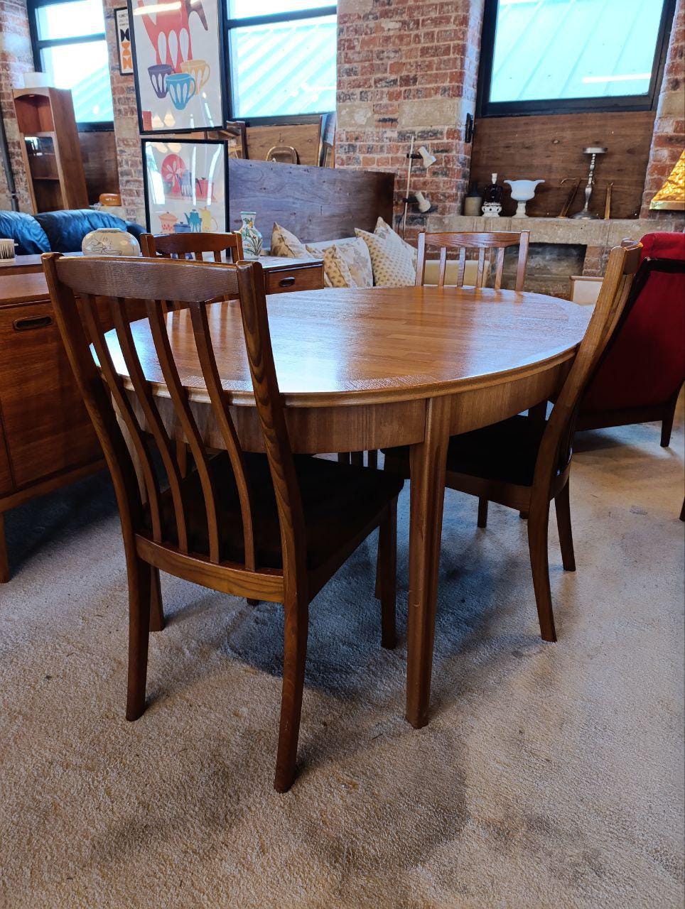 Mid-Century Modern Dining Table by William Lawrence - Teak Butterfly Leaf Table with 4 Chairs, 1960s