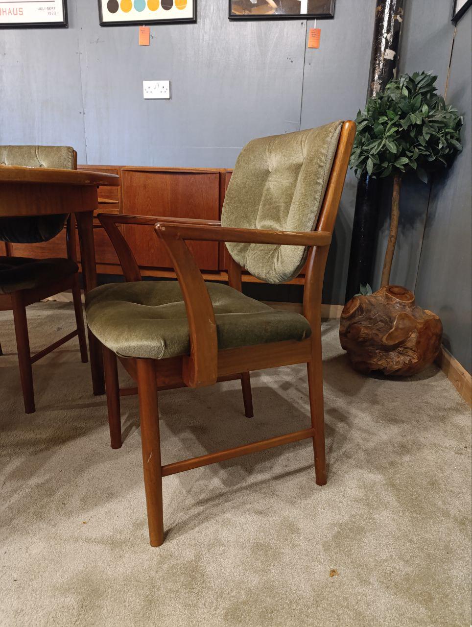 1970s Teak Dining Table by Tom Robertson for A.H. McIntosh - Extendable Table with 4 Chairs, Scandinavian Design