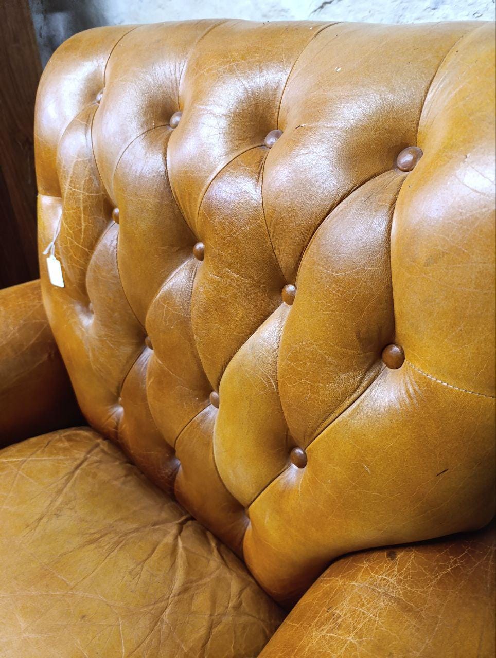 Vintage Chesterfield Wingback Chair - Elegant Low-Back Victorian Design