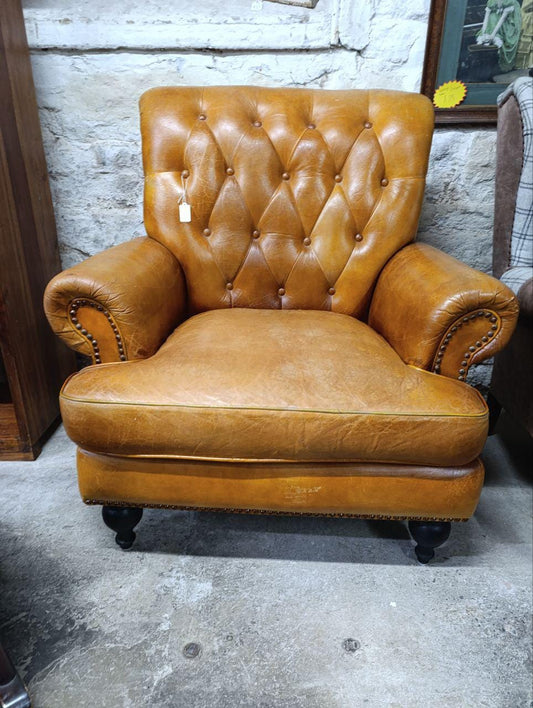 Vintage Chesterfield Wingback Chair - Elegant Low-Back Victorian Design
